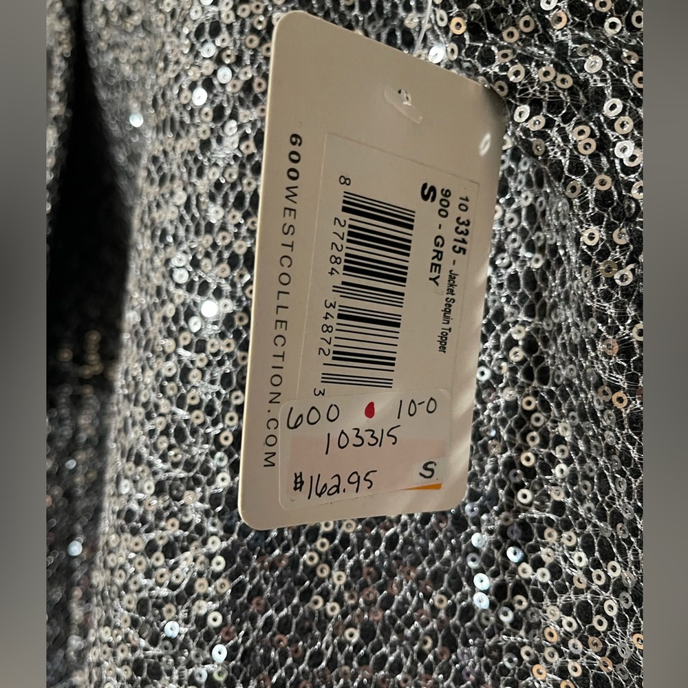 NWT 600 West Women’s Silver Sequin High Neck Jacket Size S - Picture 8 of 11